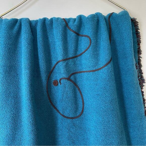 Twirls & Twigs Dinosaur Embroidered Teal Fringe Baby Blanket Throw Blanket - Picture 6 of 7